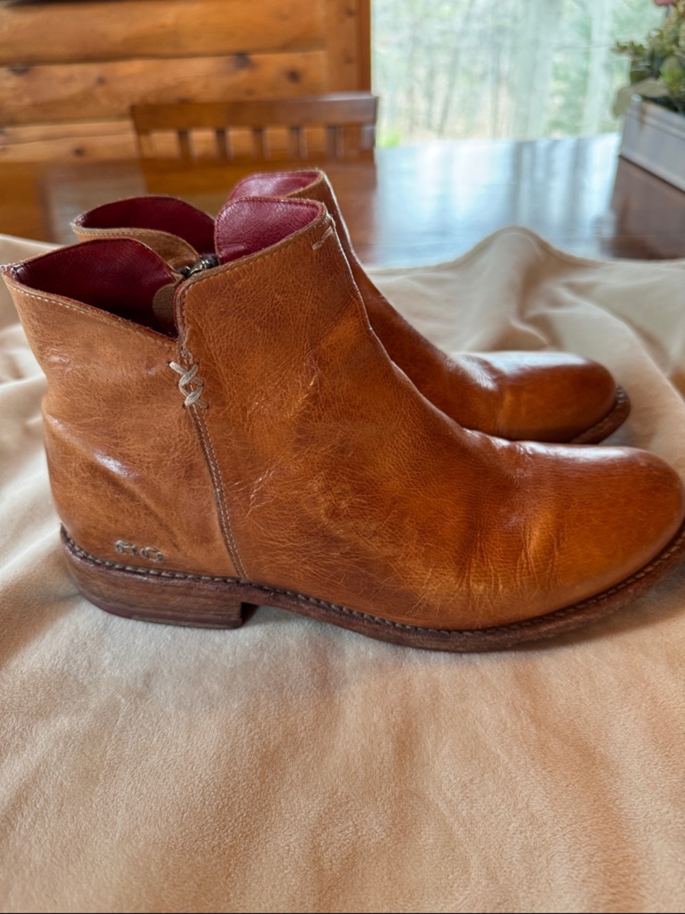 Bed|Stu Yurisa Ankle Boot- Rustic Tan Leather Women’s Size 9 - Picture 5 of 16